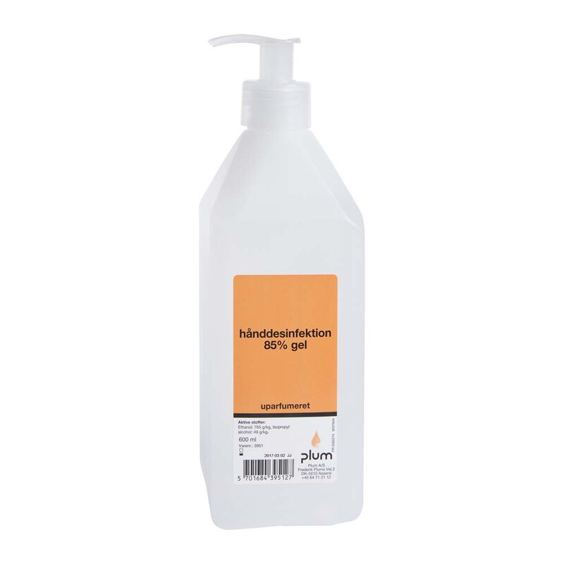 Hånddesinfektion gel 85 % 600 ml m/pumpe, Plum