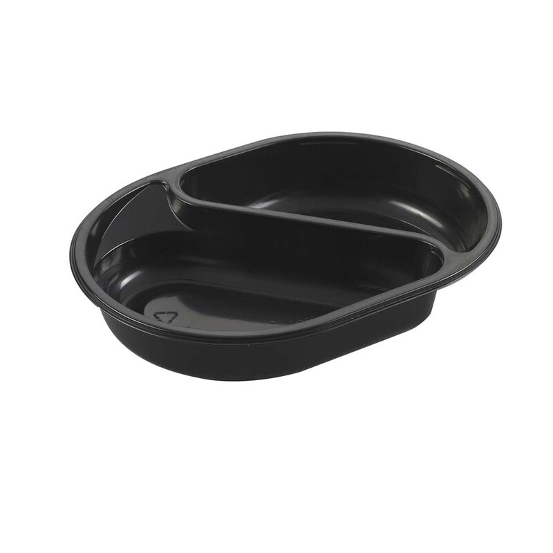 Plastbakke, Plus Pack SmartView, 2-rums, Oval, 895 ml, 238x176x40mm, PP, sort, karton a 240 stk