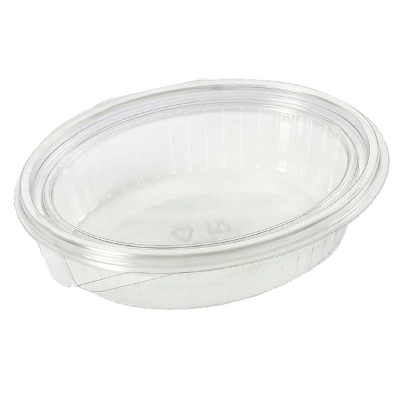 Plastbakke, Plus Pack ClearShow, Rektangulær, 760 ml, 204x166x52mm, RPET, transparent, m/hængslet låg, pakke a 50 stk