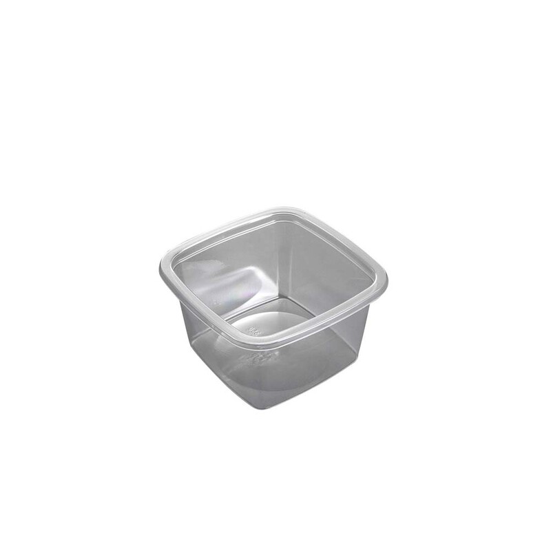 Plastbakke, Færch, M 40-57, 1-rums, Rektangulær, 350 ml, 102x102x57mm, PET, transparent, karton a 520 stk