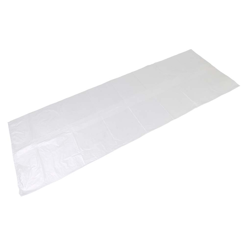 Plasthætte, 18 µm, 740 + 560 x 2010 mm, LD-PE, transparent, 2 Gusset of 280mm, karton a 100 stk, Fødevaregodkendt