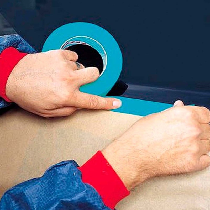 Afdækningstape, 3M 3434, 48 mm x 50.00 m, samlet tykkelse 180 µm, kernediameter: 76 mm, Rulle, Papir, Naturgummi, blue, kasse a 5 ruller, palle a 960 ruller