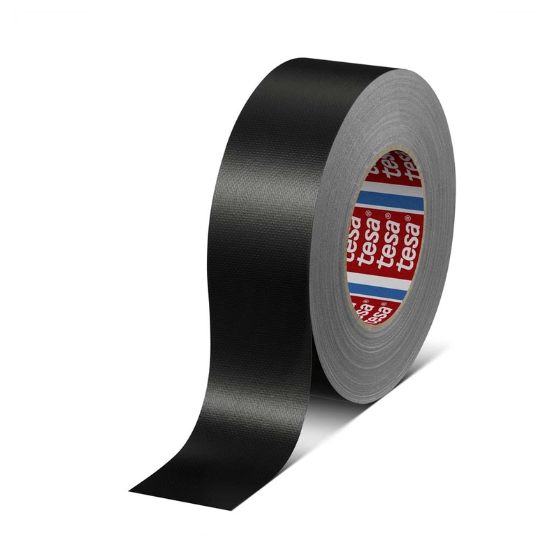 Gaffatape, TESA 4688, 48 mm x 50.00 m, samlet tykkelse 260 µm, kernediameter: 76 mm, Rulle, Polyethylen/tekstillærred, Naturgummi, sort, kasse a 18 ruller, palle a 720 ruller
