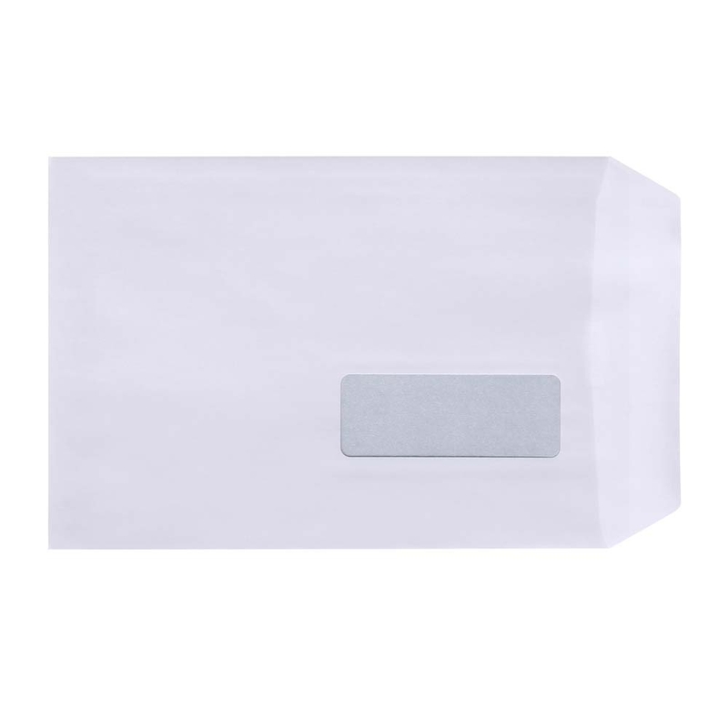 Kuvert, forskellige, Kort side åben, C5, 162 x 229 mm, Størrelse på vindue: 90, x34 mm, højre vindue Horisontal, Vinduesposition fra højre 20 mm, Vinduesposition fra bunden 38 mm, white, Permanent (DP