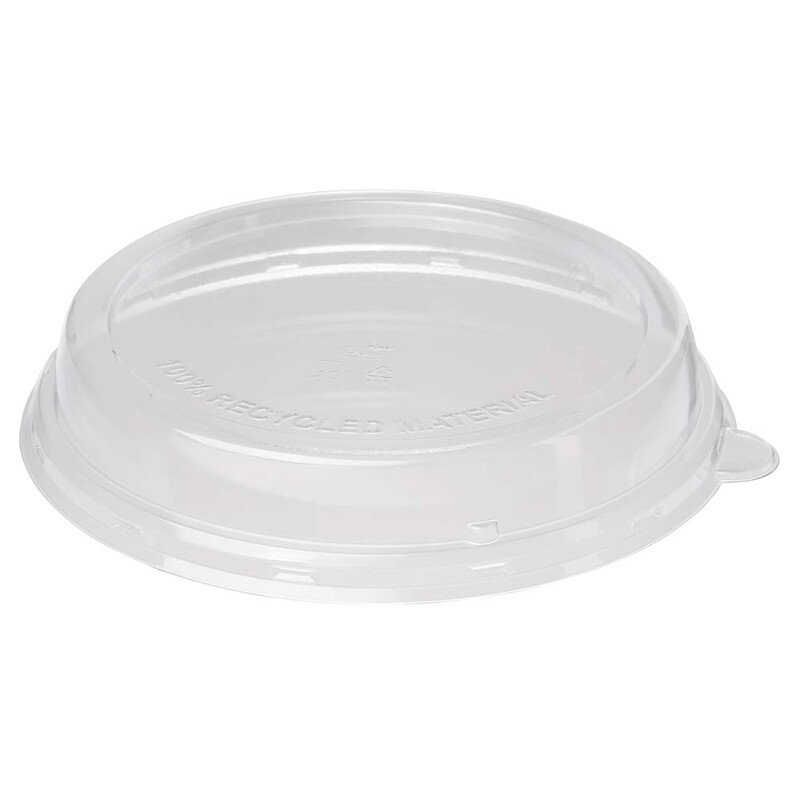 Låg t/salatbowl bagasse, Duni, Rund, Ø 212, højde 37, RPET, transparent, karton a 160 stk, Fødevaregodkendt