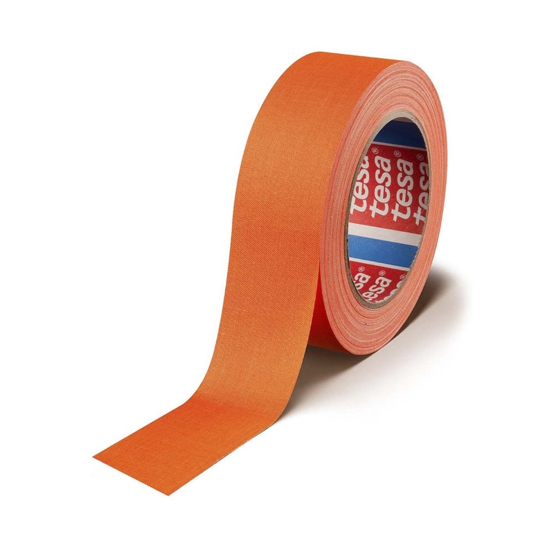 Gaffatape, TESA 4671, 25 mm x 25.00 m, samlet tykkelse 280 µm, kernediameter: 76 mm, Rulle, Akrylbelagt lærred, Naturgummi, orange, pakke a 6 ruller, palle a 2592 ruller