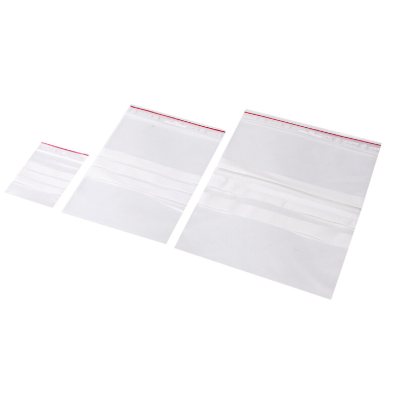 Lynlåspose, Grippie, 50 µm, 230 x 320 mm, LD-PE, Transparent, med skrivefelt, lynlåslukning, pakke a 1000 stk, Fødevaregodkendt
